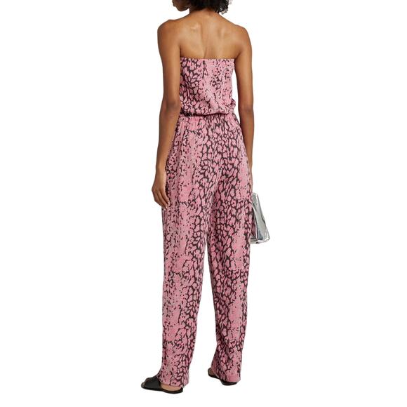 ATM ANTHONY THOMAS MELILLO Ruffle Trim Pink Leopard Jersey Jumpsuit Size Small - Picture 3 of 8